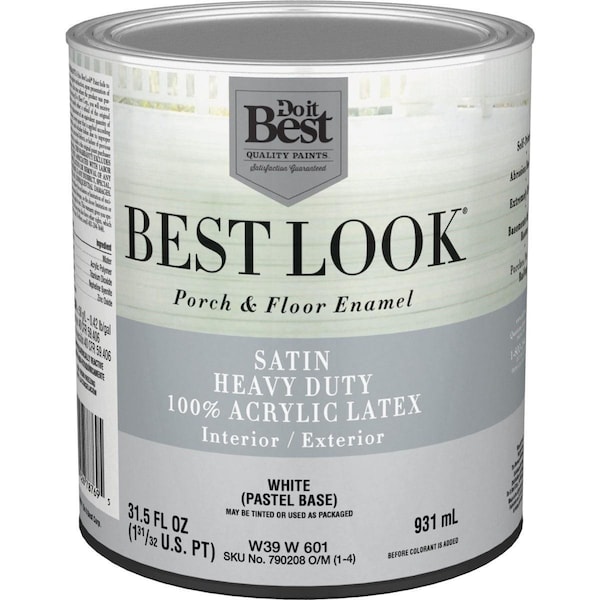 All-Source Best Look 1 Qt. White Heavy-Duty Acrylic Latex Satin Porch & Floor Enamel W39W00601-14 - main